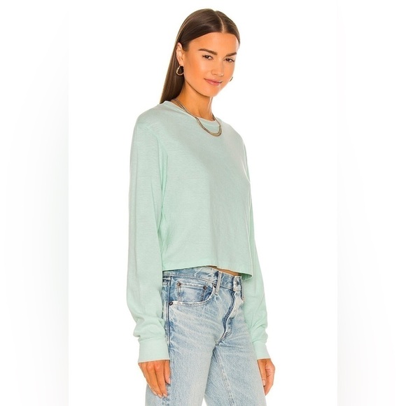 John Elliott Long Sleeve Cropped Tee, Mint, Size 3/L - Picture 2 of 11